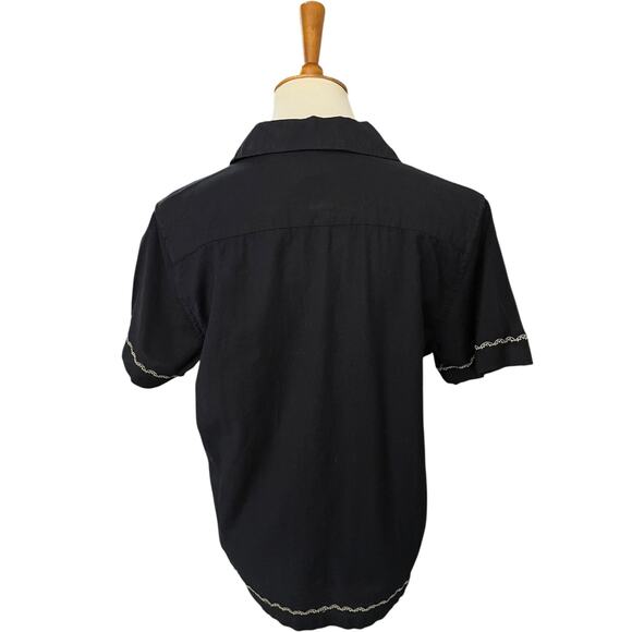 NWT Aeropostale Cotton Linen Embroidered Floral Short Sleeve Button Up Size S - Picture 9 of 11